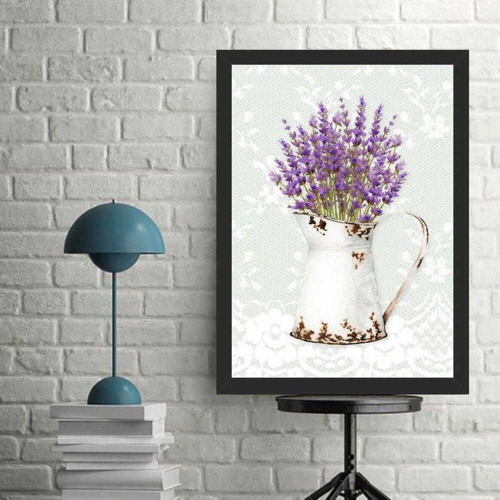 Quadro Decorativo Lavanda - Renda 24X18Cm - Com Vidro