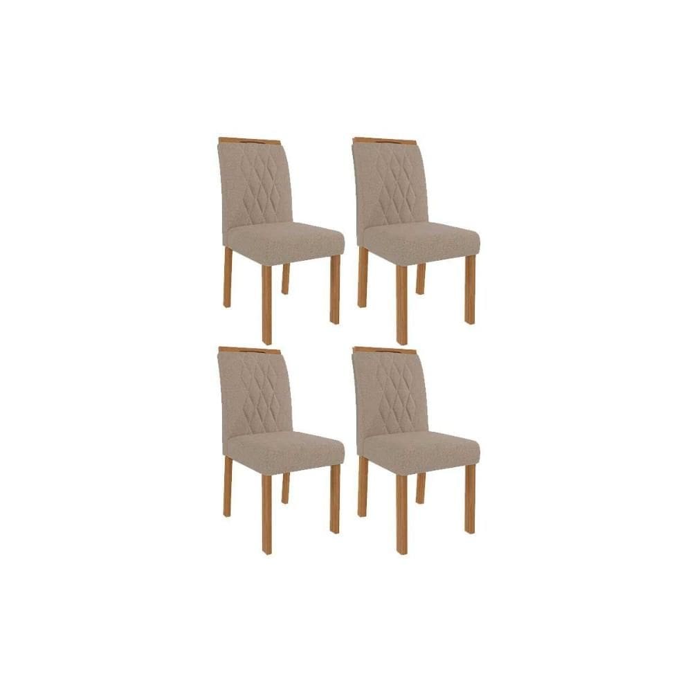 Cadeira Cozinha Juliana Wood Kit 4 Un Carvalho/Linho Bege - Cimol
