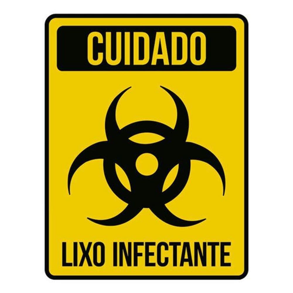 Kit 10 Placas Cuidado Lixo Infectante Amarela 36X46