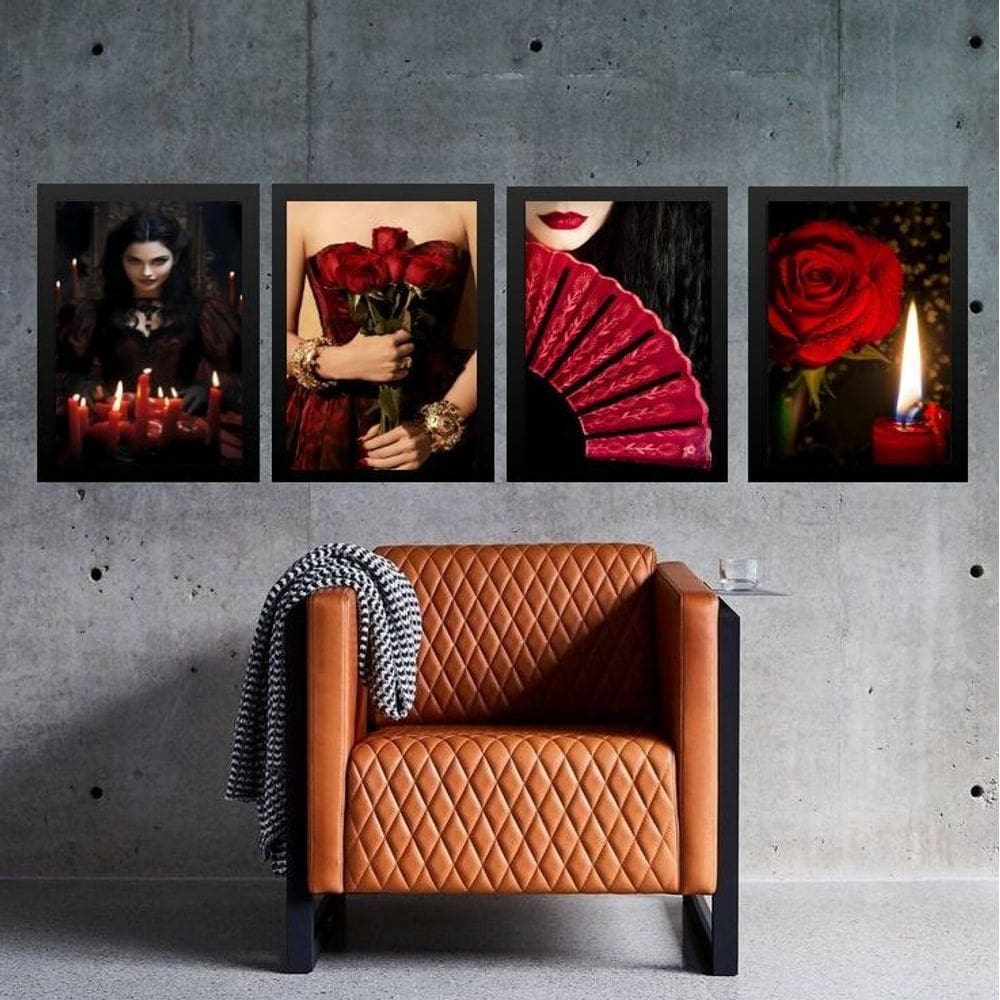 Kit 4 Quadros Entidade Maria Padilha Das Almas 24X18Cm