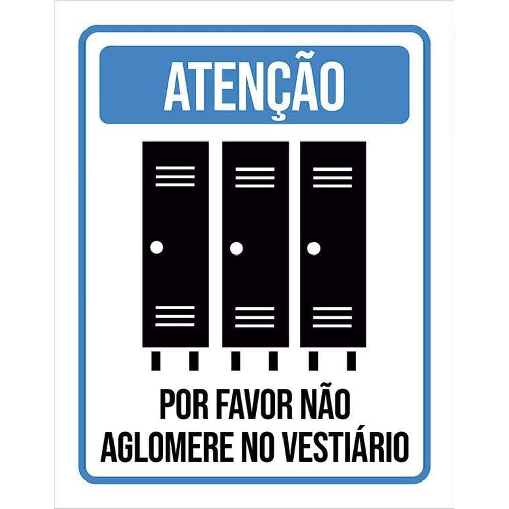 Placa Distanciamento Social Não Aglomere Vestiário 36X46