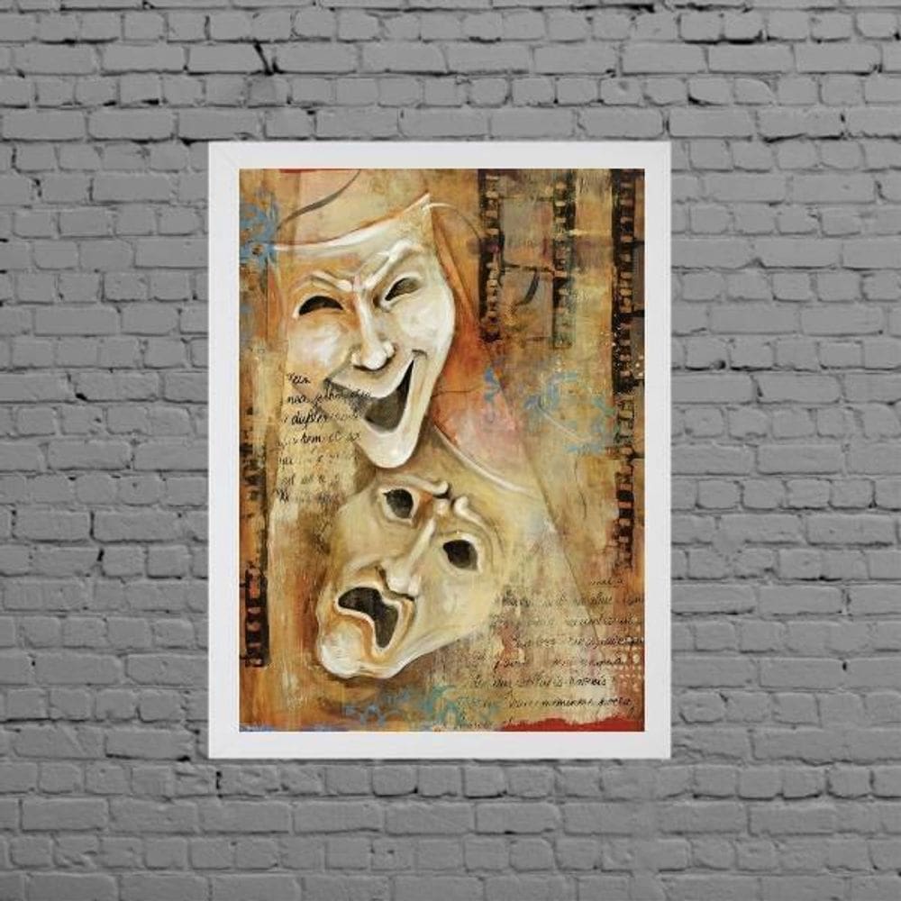 Quadro Máscaras Símbolo Teatro 33X24Cm - Com Vidro
