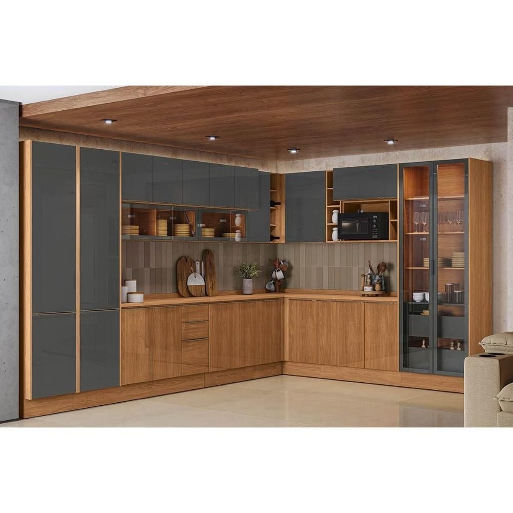Cozinha Modulada Kappesberg 22 Peças Vibra C22P1 Canela/Grafite Lacca