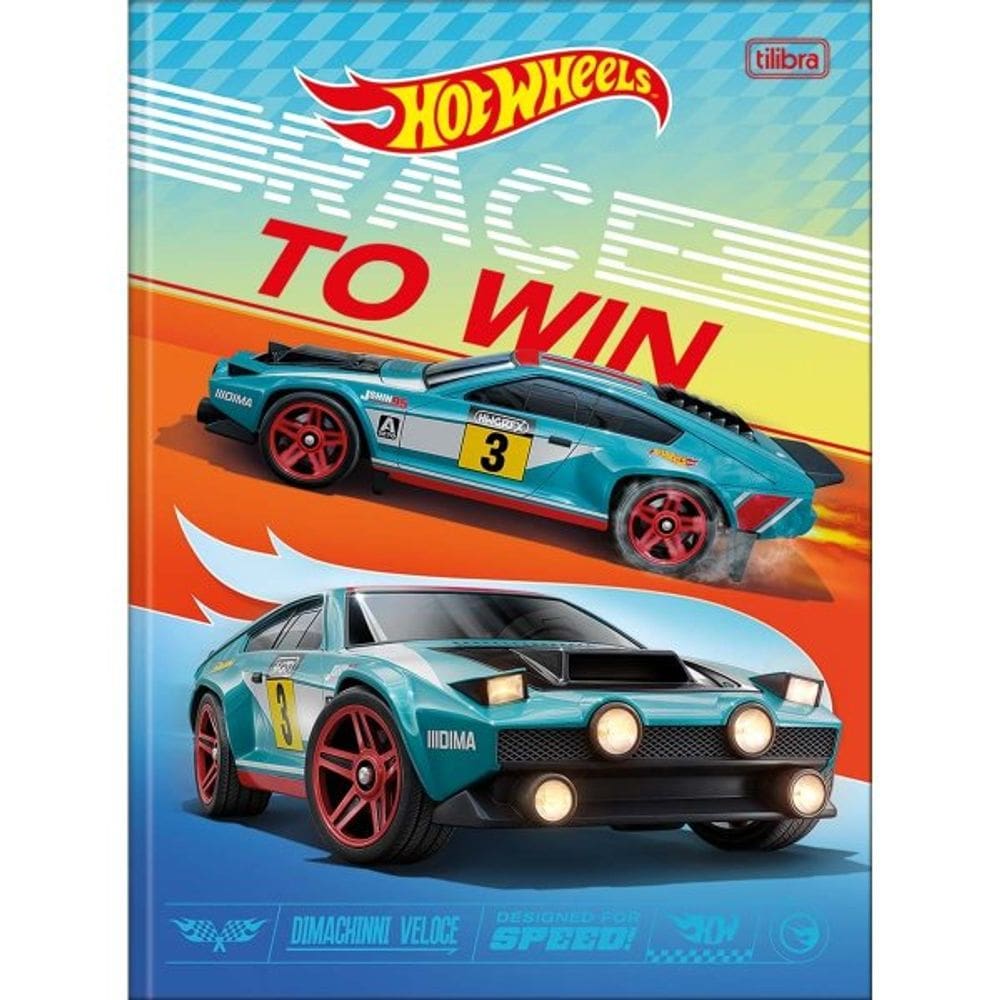 Caderno brochura 1/4 capa dura hot wheels 80fls.Tilibra