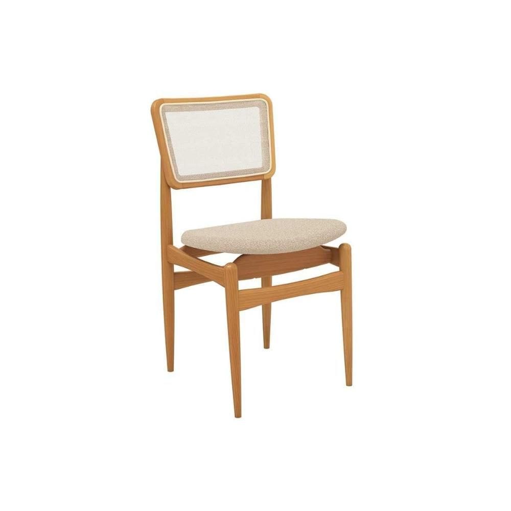 Cadeira Cozinha Stela 1CMM013CA Premium Madeira Maciça 1 Un Carvalho/Linho Bege Argila/Tela Bege - Kappesberg