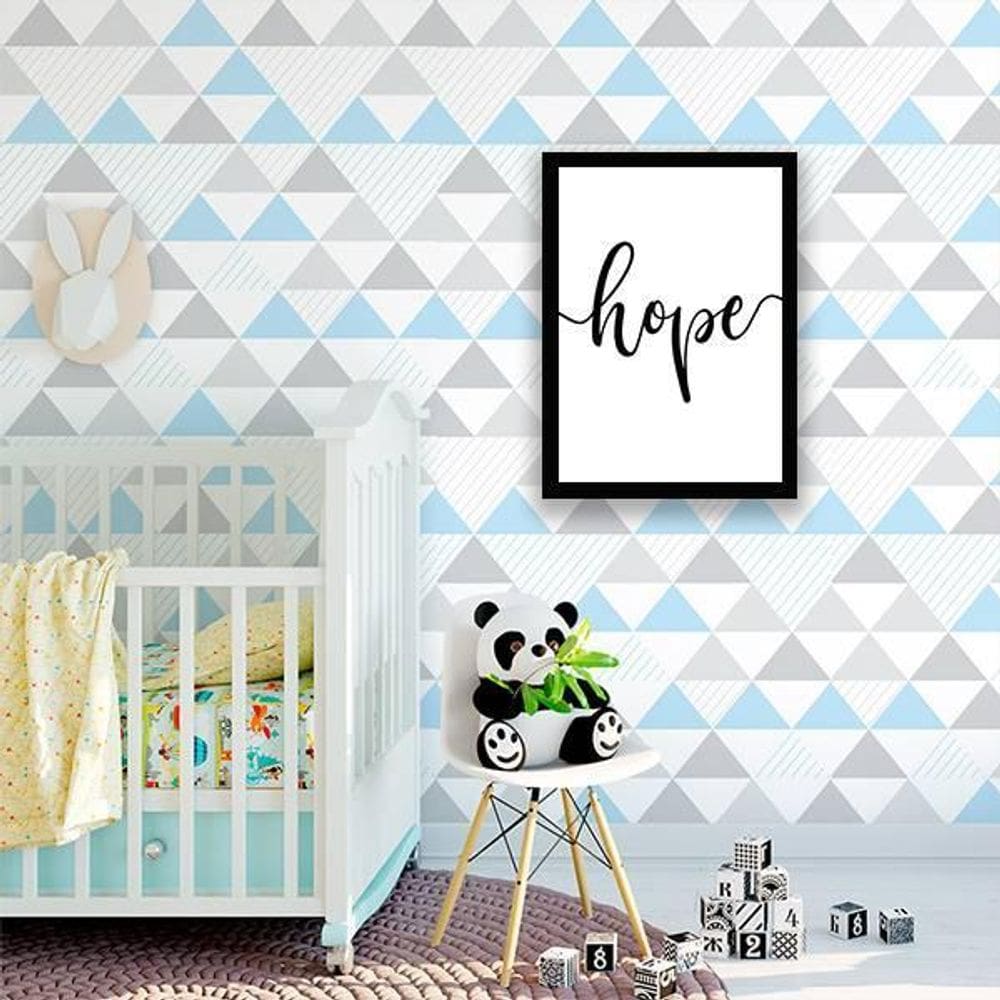 Quadro Palavra Hope 24X18Cm - Com Vidro - Madeira Preta