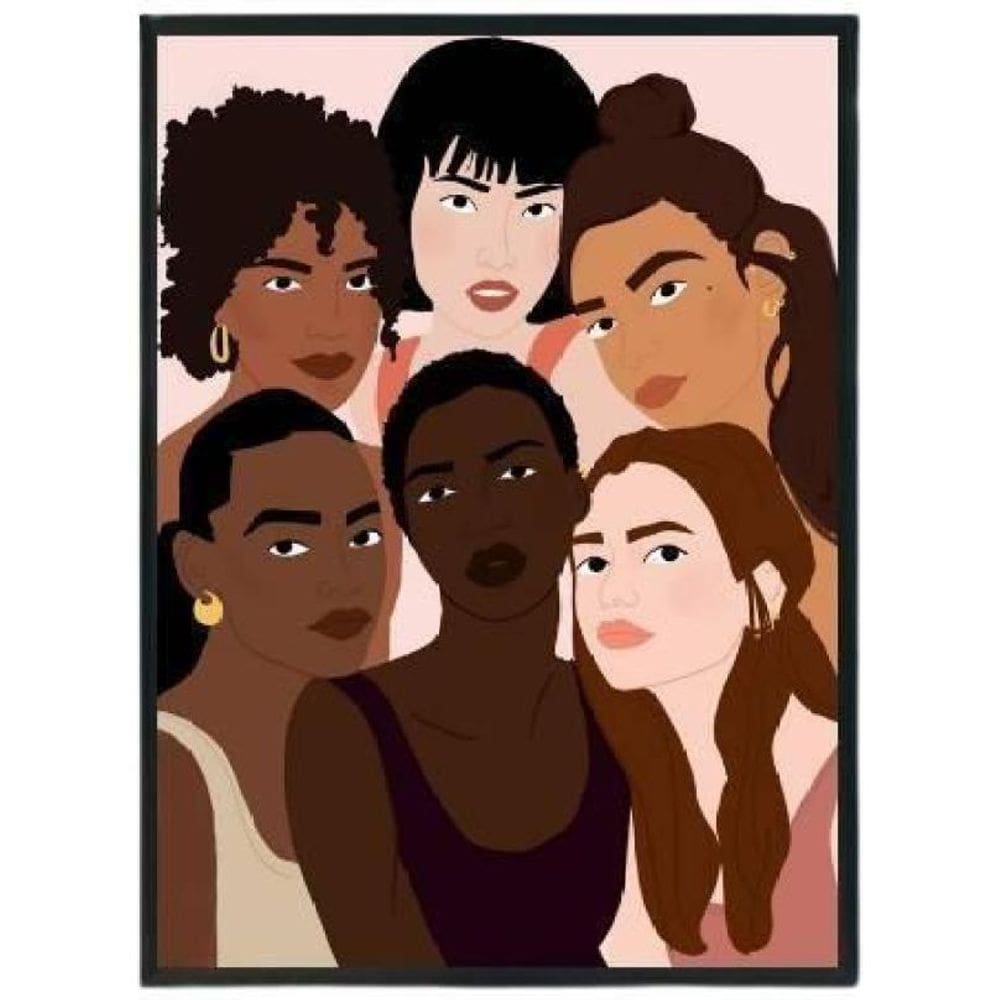 Quadro Decorativo Somos Todas Lindas Moldura Preta 24X18Cm