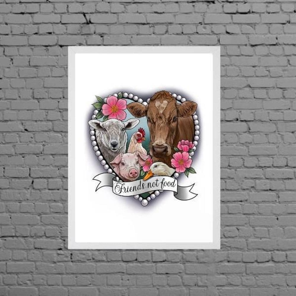 Quadro Vegetariano Friends Not Food 33X24Cm