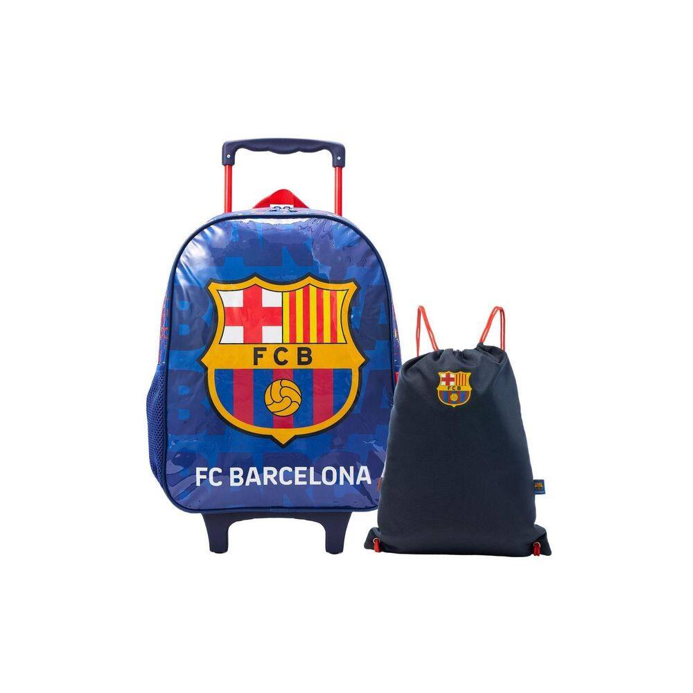 Kit Mochila Rodinha + Estojo + Mochila Saco Barcelona