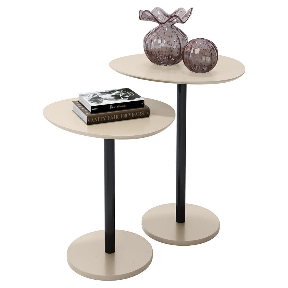Conjunto Mesa Lateral em MDF com Pé de Aço - Conjunto com 2 Mesas