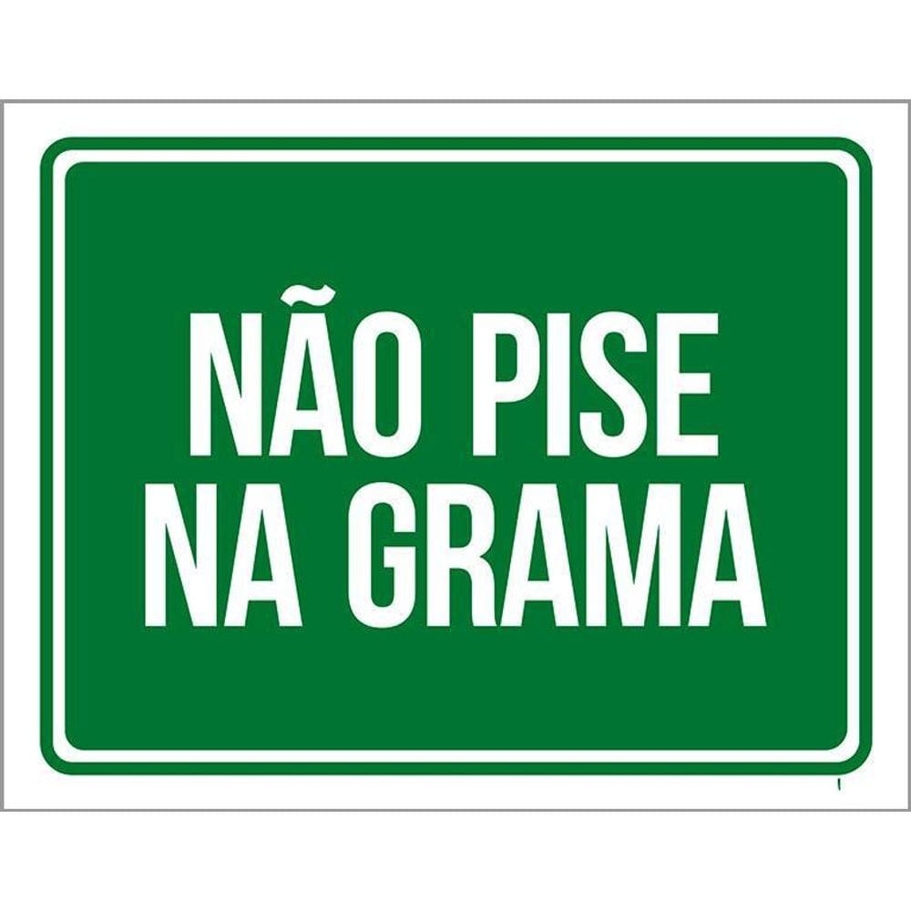 Placa Não Pise Na Grama - Placa De Sinalização Cuidado 36X46