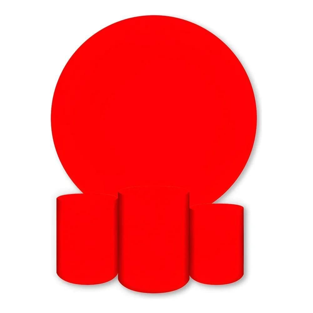 Painel Redondo + Capas Cilindro Sublimado: Não Am - Vermelho