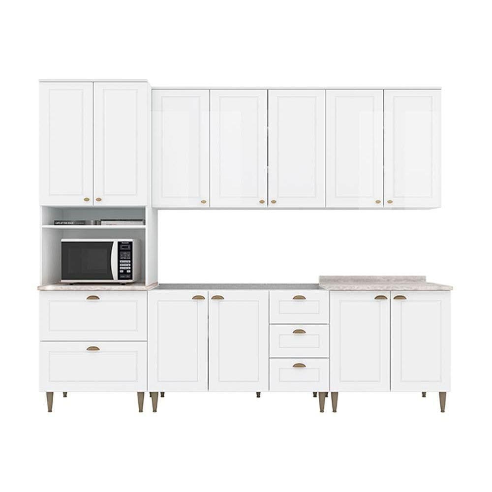 Cozinha Modulada Henn Americana Henn 6 Peças c/ Pés C5P62 Branco