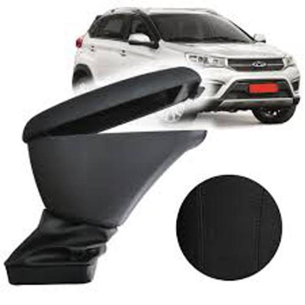 Apoio de braço Tiggo 2 sintético cinza costura vermelha