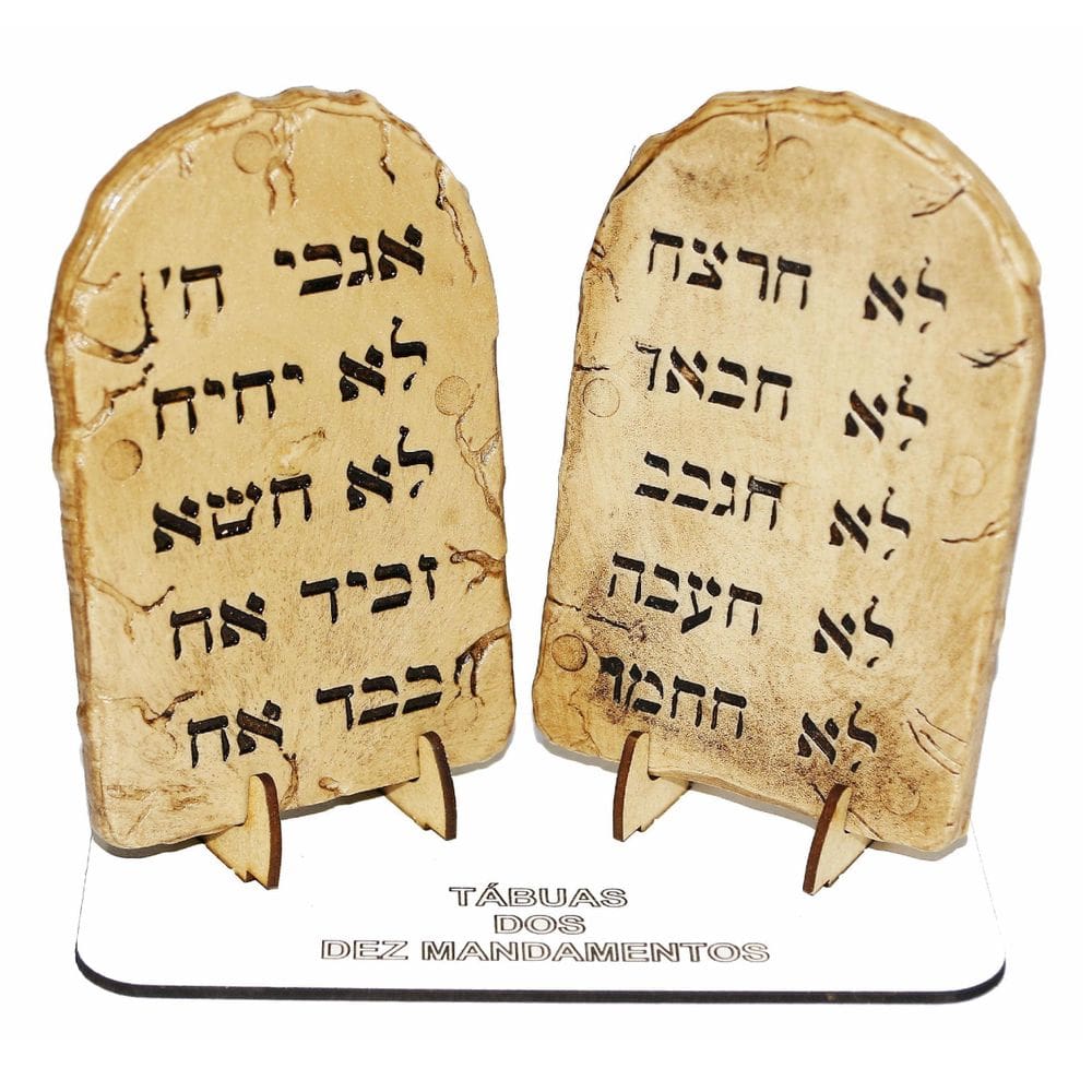 Tábuas Da Lei Dez Mandamentos Base Madeira Mdf Grande