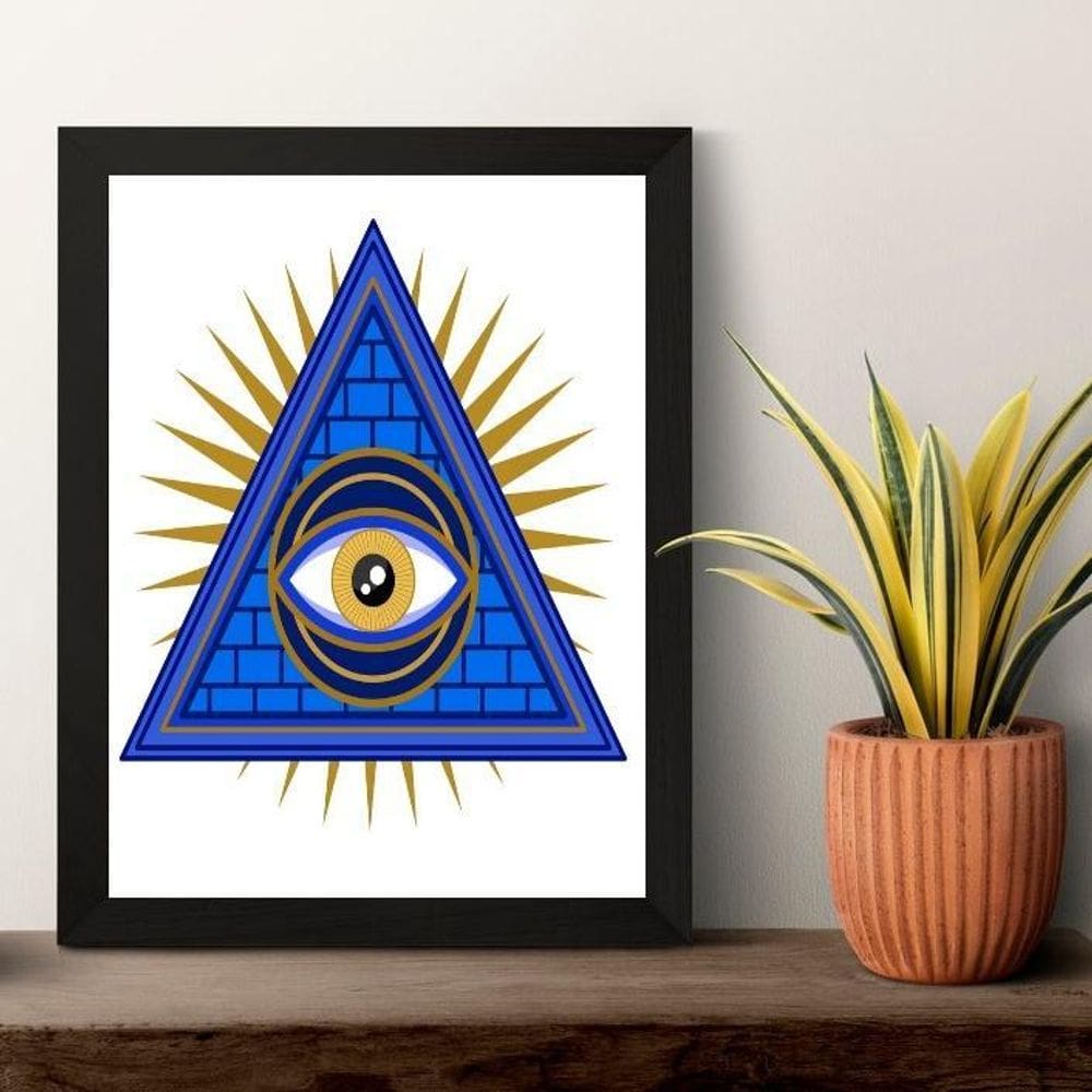 Quadro Esotérico Olho Grego Com Pirâmide 33X24Cm