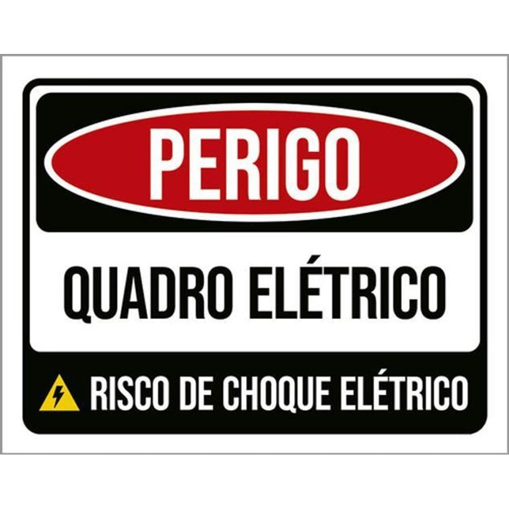 Placa Sinalização Perigo Quadro Elétrico Risco Choque 36X46