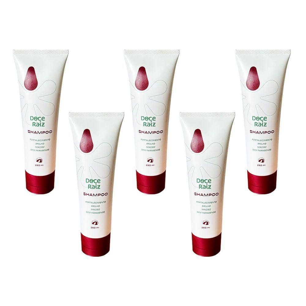 Kit 5 Shampoo Natural Doce Raiz De Extrato De Batata Doce 250ml