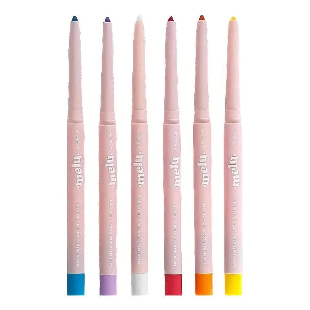 Kit  Lapis Retrátil Colorido Melu Ruby Rose Efeito Ma
