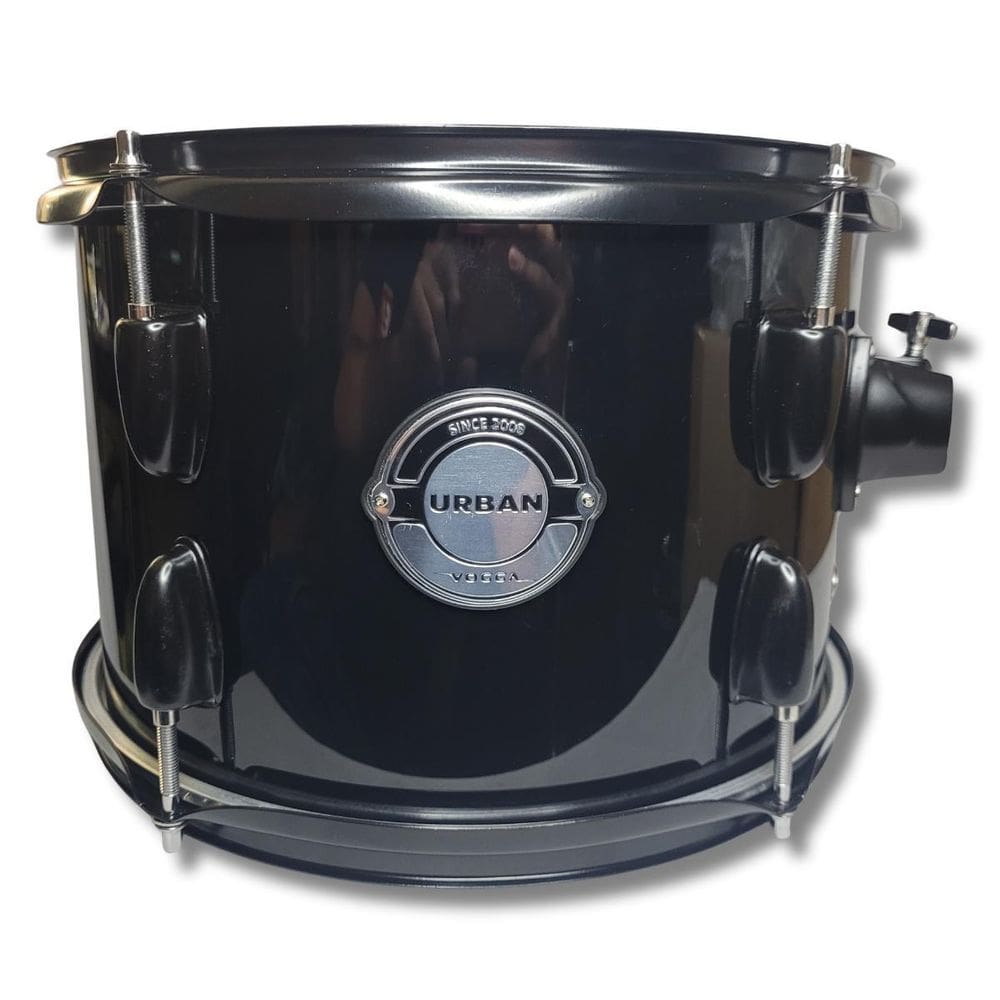 Tom 12 X 7,5 Com 5 Afinações Preto Brilho Black Vogga