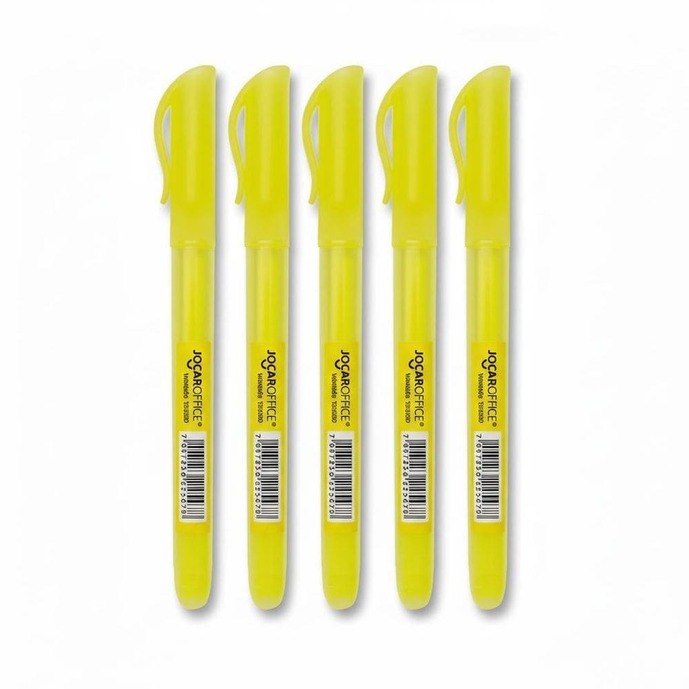 Kit 5Un Marca-Texto Amarelo Chanfrado - Jocar Office