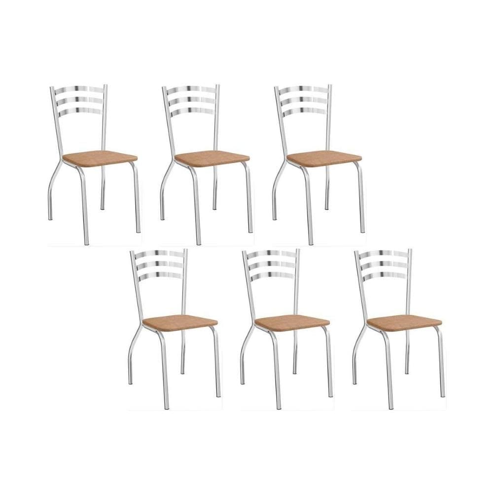 Cadeiras Cozinha Portugal C007CR Aço Kit 6 Un Cromada/Corano Capuccino Kappesberg