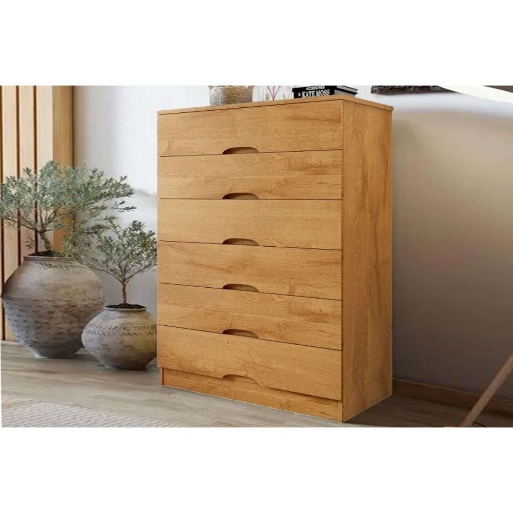 Cômoda Juvenil Sevilha c/ 6 Gavetas Peroba - Europa