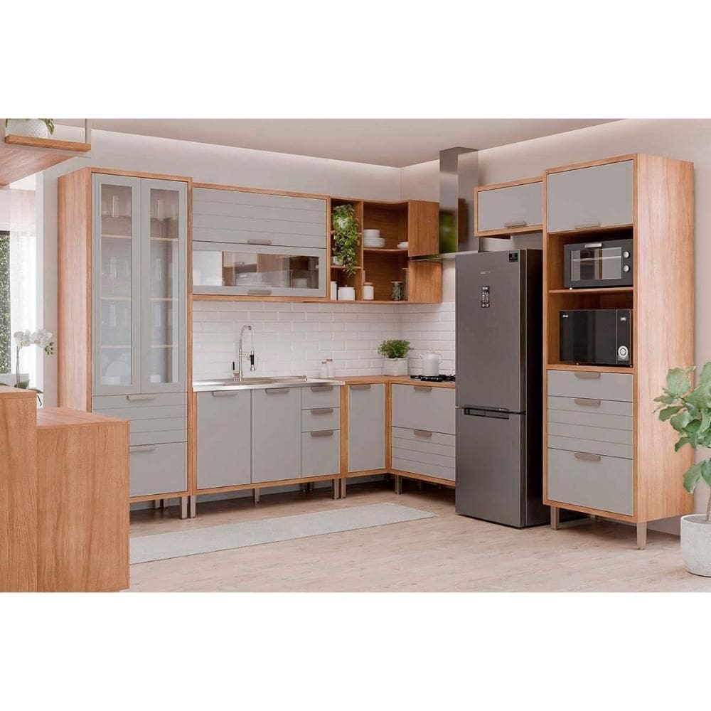 Módulo Cozinha MGM Eloise 8 Peças C8P88 Cinamomo/Platina-MGM