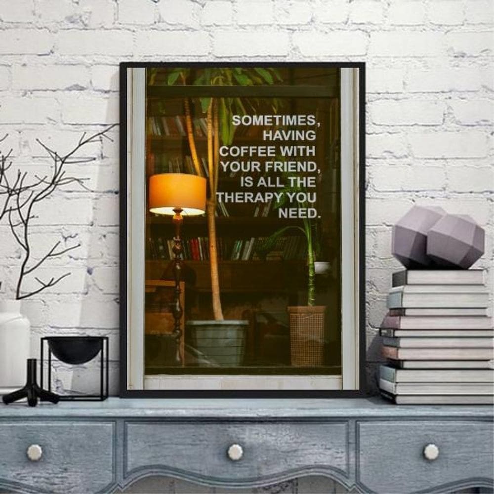 Quadro Decorativo Coffee Terapy 45X34Cm - Madeira Preta