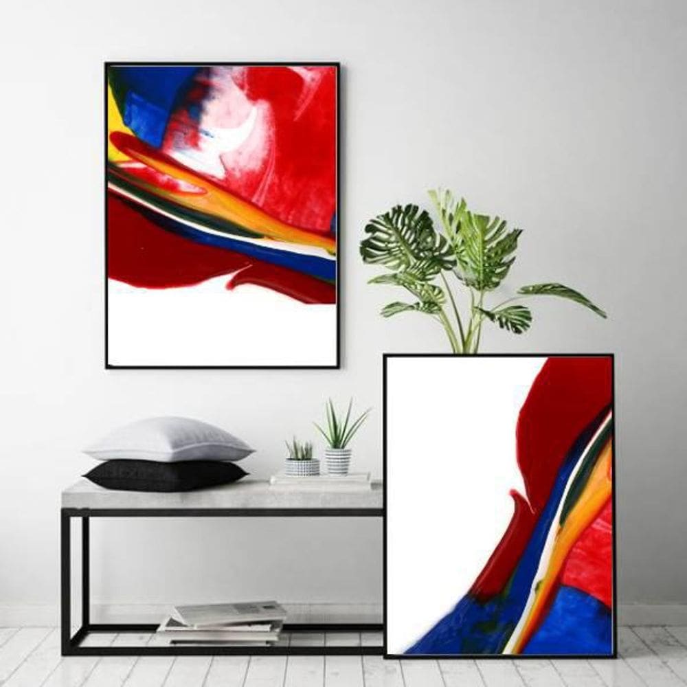 Kit Quadro Decorativo Abstratos Coloridos 45x34cm 2 Peças