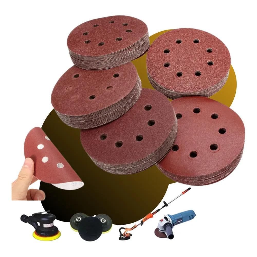 100 Discos Lixa Roto Orbital 125Mm 8 Furos  Escolha O - 150