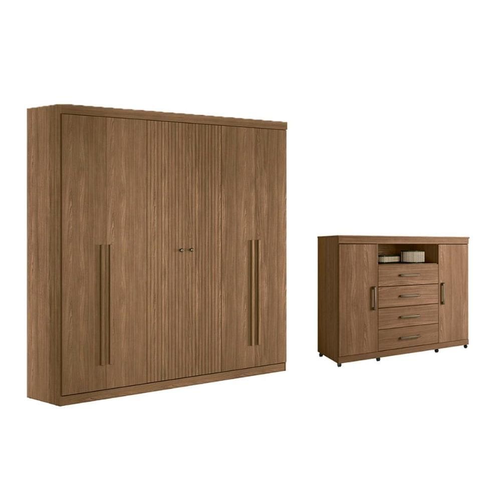 Quarto Completo Modu 2 Peças (1GuardaRoupa+1Cômoda) QC374 Jatobá - Santos Andirá