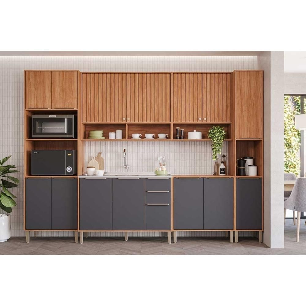 Cozinha Modulada MGM Divina MGM 6 Peças C6P133 Cinamomo/Titanium