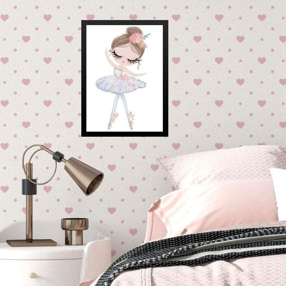 Quadro Infantil Menina Bailarina Soft 45X34Cm - Com Vidro