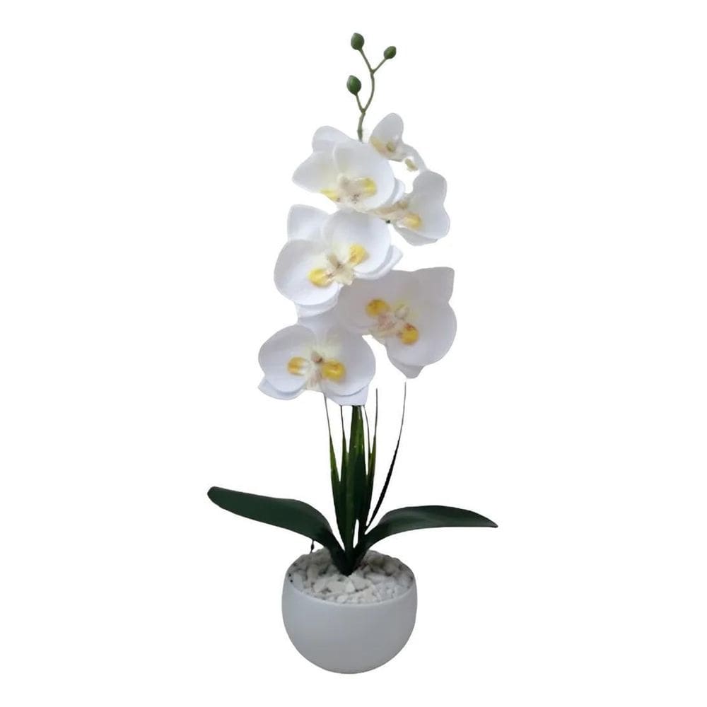 Arranjo Orquidea Com Vaso Pedrinhas Naturais Montado Cor Bra