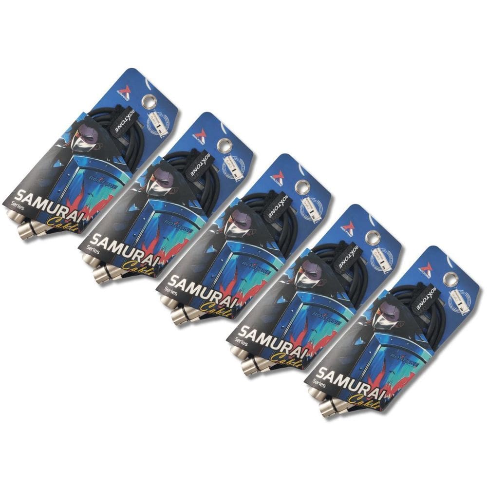 Kit 5 Cabo Xlr X Xlr 1M Microfone Samurai Prof Roxtone