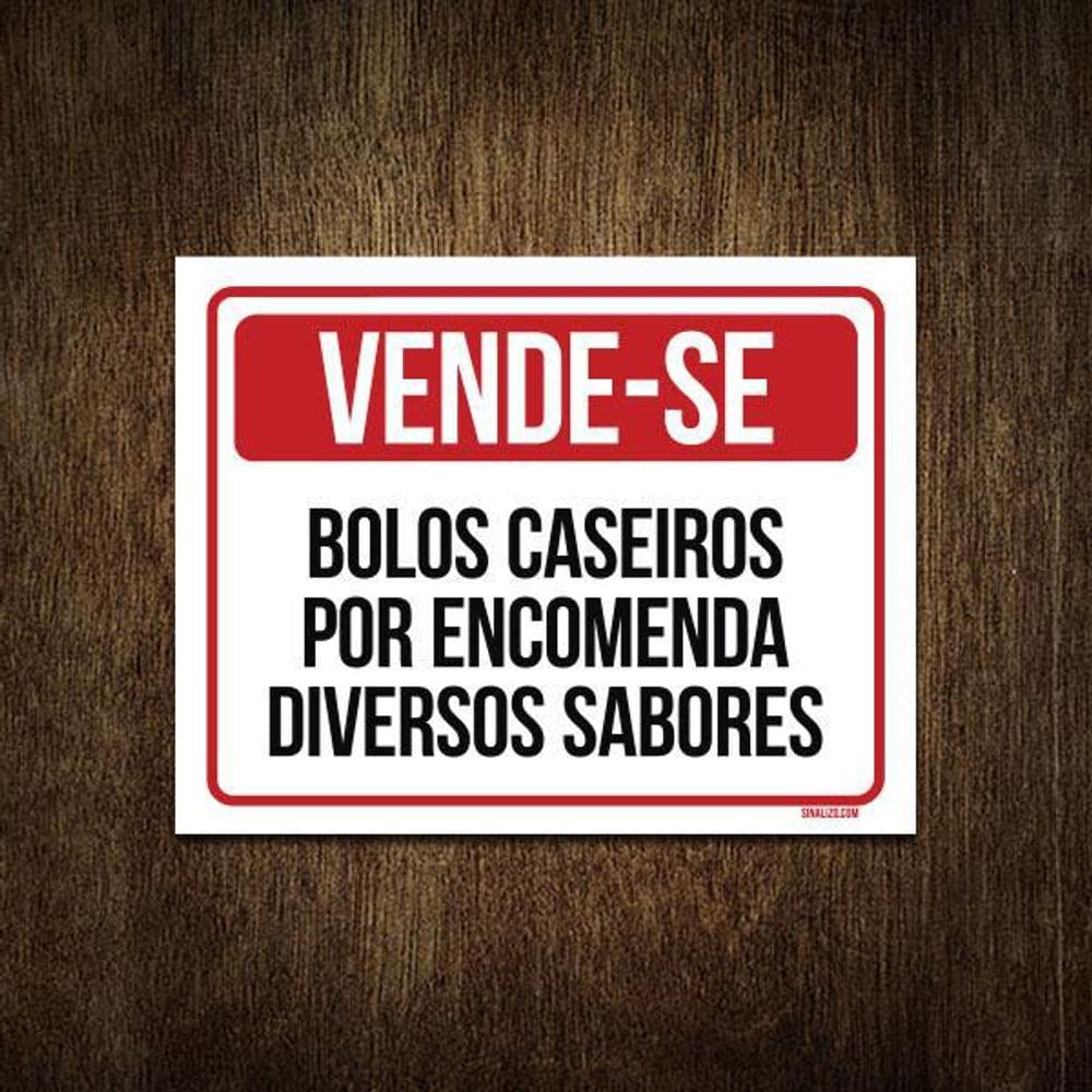 Placa Vende-Se Bolos Caseiros Por Encomenda 18X23
