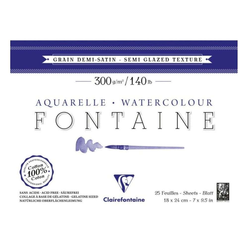 Bloco Aquarela Fontaine 18X24Cm 300G Grain Demi-Satine 25 Fl