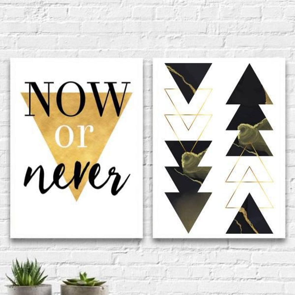 Kit 2 Quadros Geométricos Now Or Never 45X34Cm - Branca