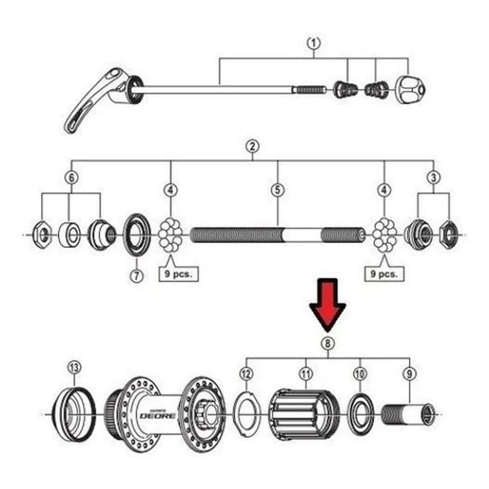Freehub Shimano Cubo Fh M595 M615 Mt35 E M6000 Y3Sw98050