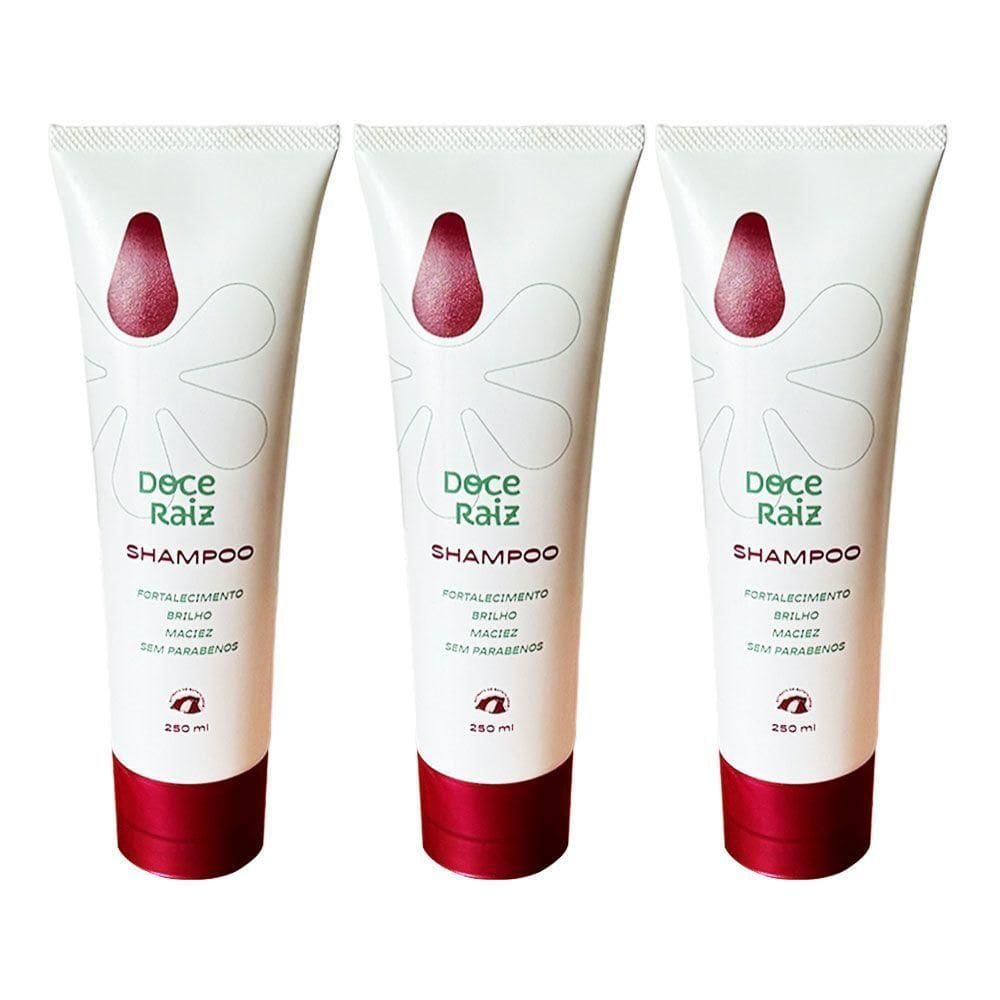 Kit 3 Shampoo Fortalecimento Doce Raiz 250ml De Extrato De Batata Doce