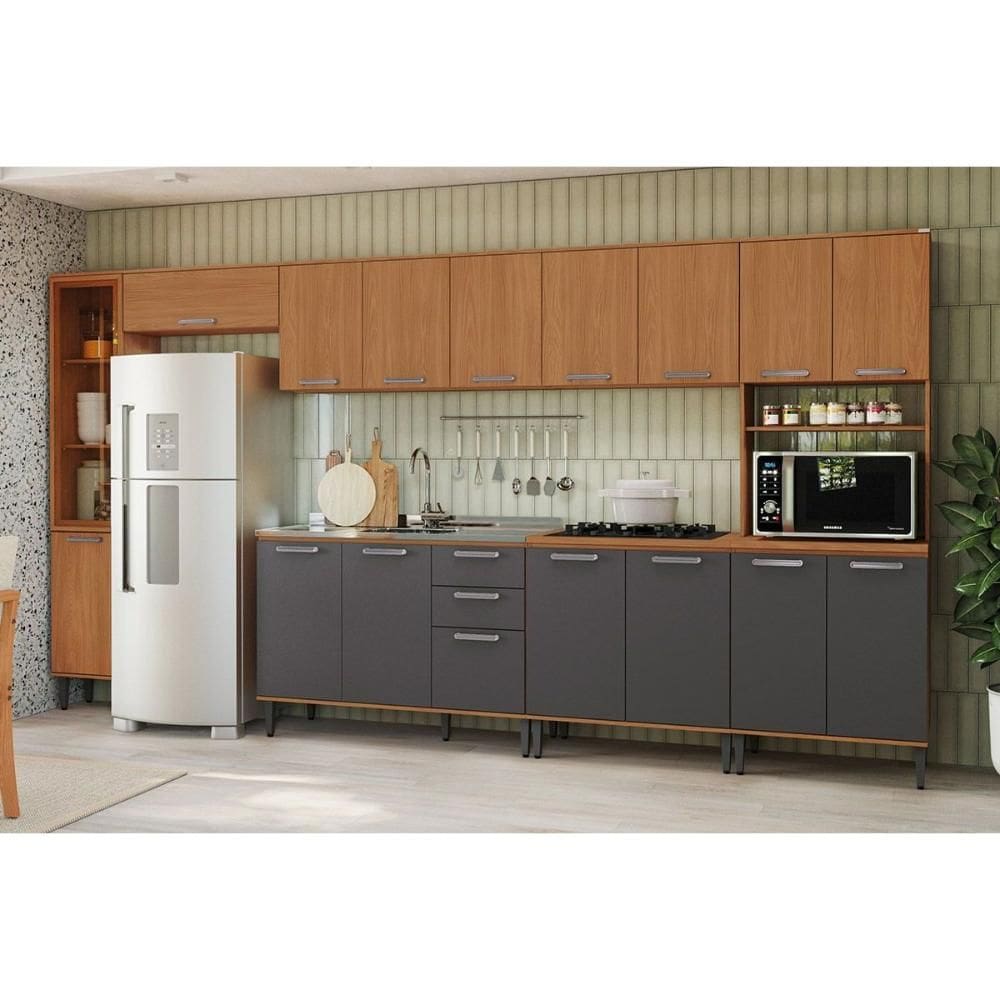 Cozinha Modulada Kappesberg 8 Peças Linna C8P87 Canela/Grafite