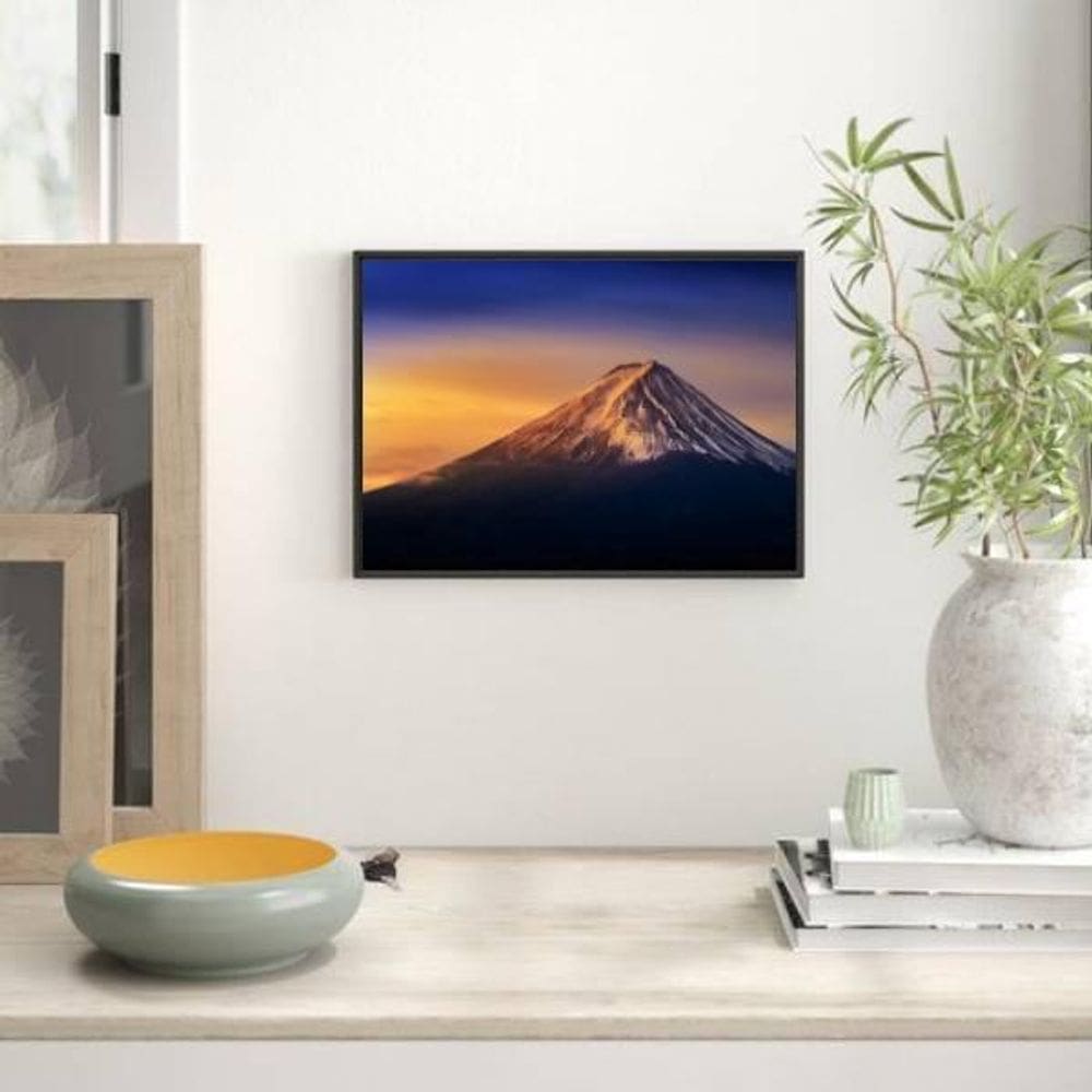 Quadro Fotografia Vulcão 33X24Cm - Com Vidro - Madeira Preta