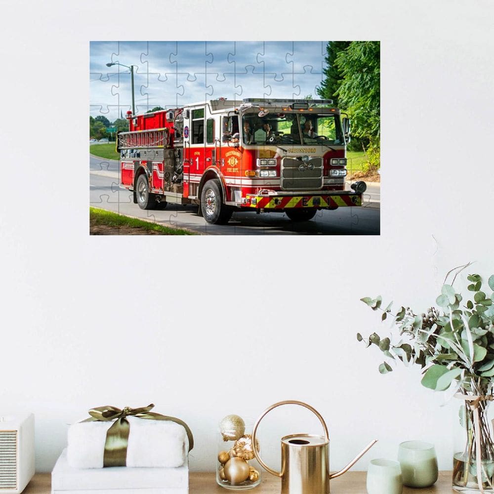 Quebra-Cabeça Inclusivo Carro Bombeiros De 35 Peças Mdf