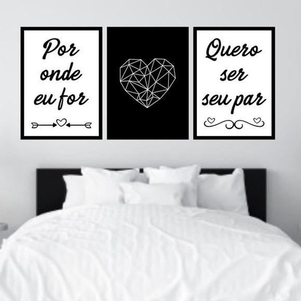 Kit 3 Quadros Decorativos Por Onde For - Geométrico 45X34Cm