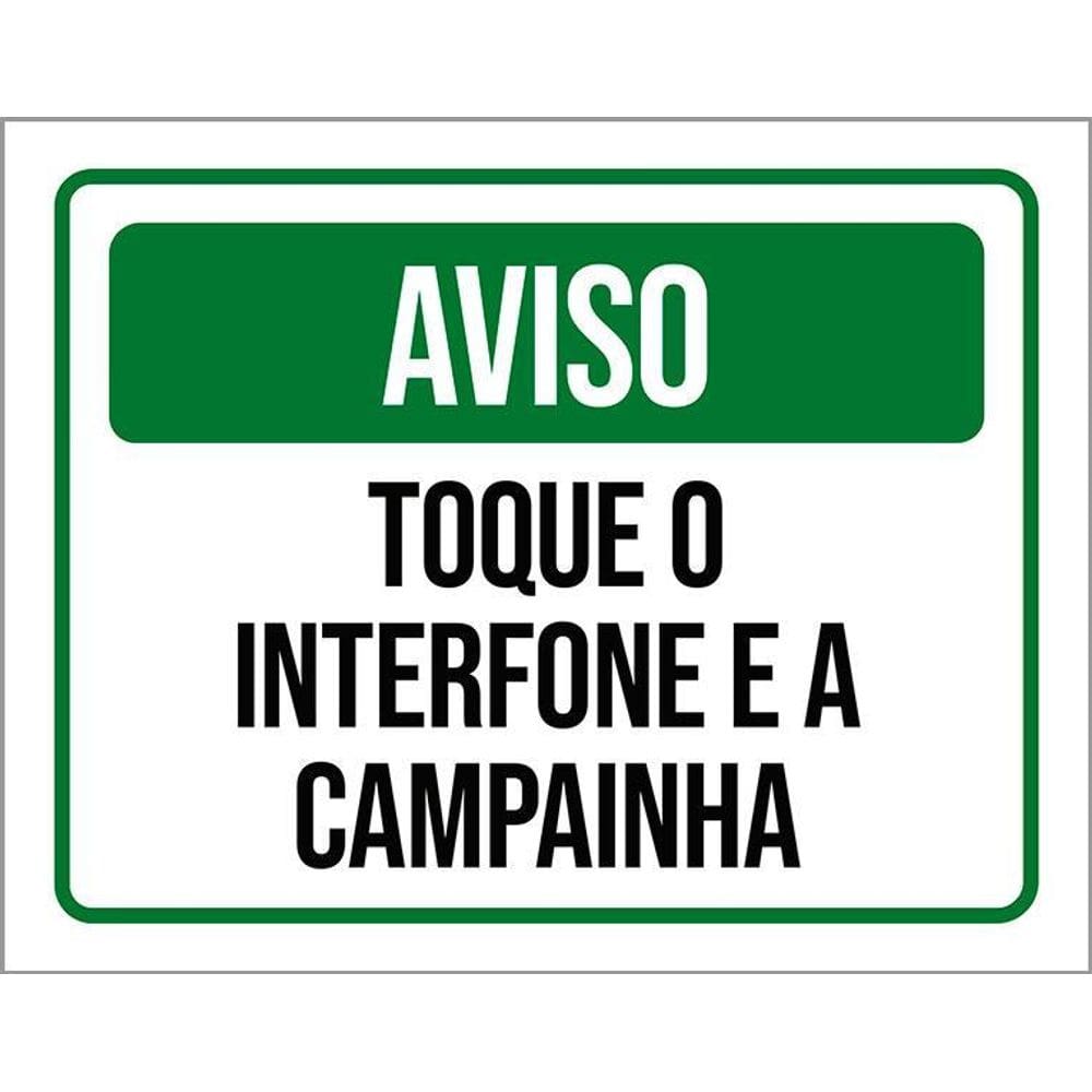 Placa Sinalização - Aviso Toque Interfone Campainha 36X46