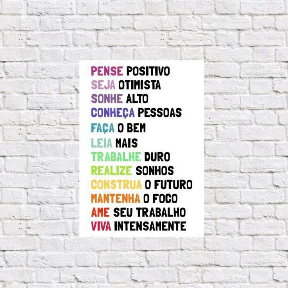 Placa Decorativa Pense Positivo 18X27Cm