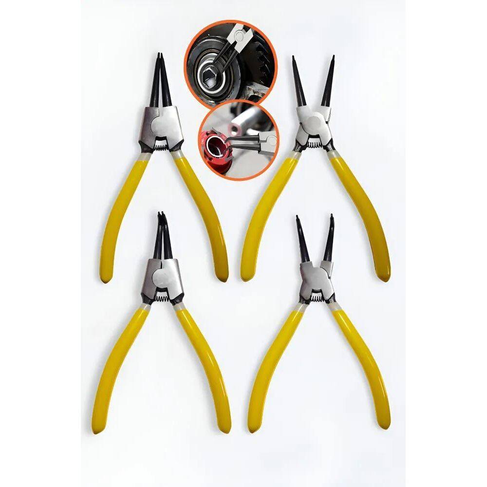 Jogo De Alicate Para Trava Anel 4 Peças Interno E Externo