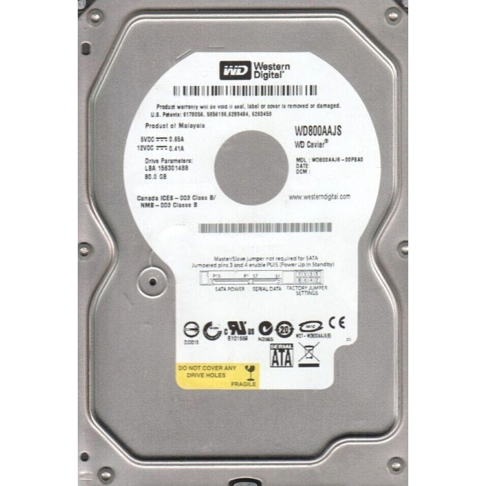 HD Interno Sata 80GB WD800AAJS 7200 RPM 3.5