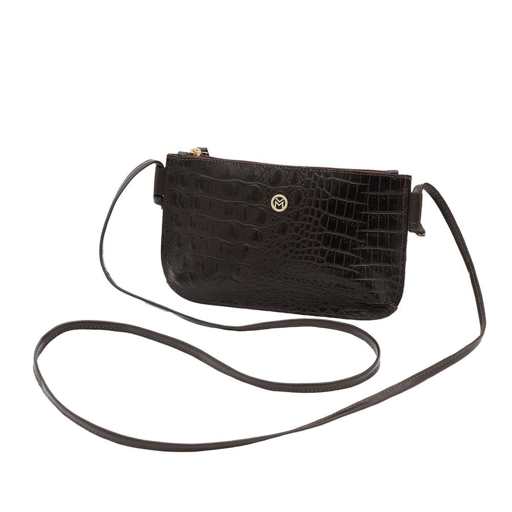 Bolsa De Couro Feminina Com Zíper Croco Mariart 202